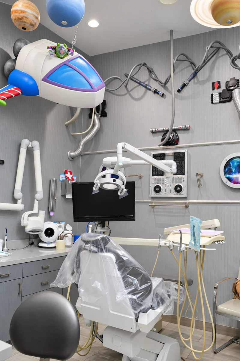 Space room with planets and astronaut murals
